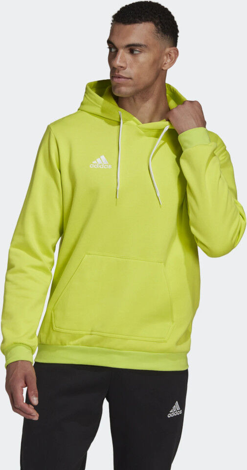 adidas Felpa Cappuccio Hoodie UOMO Verde Fluo ENTRADA 22 SWEAT Cotone Felpato