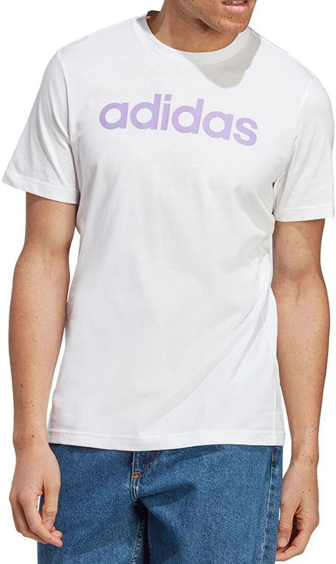 adidas T-Shirt Maglia Maglietta UOMO Bianco Linear Cotone