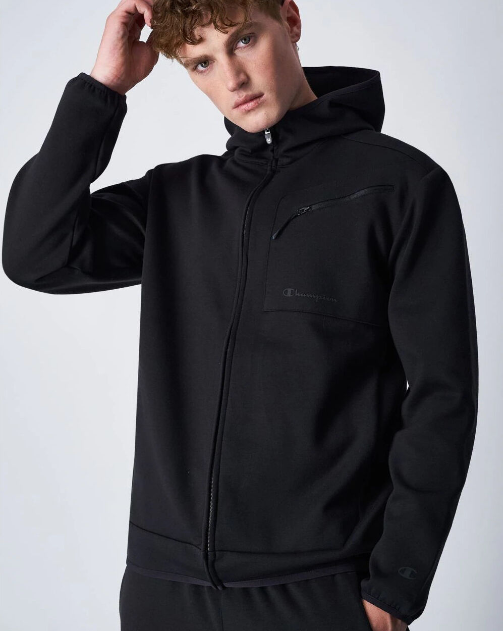 Champion Giacca felpa cappuccio full zip UOMO Nero AMERICAN TECH Lifestyle