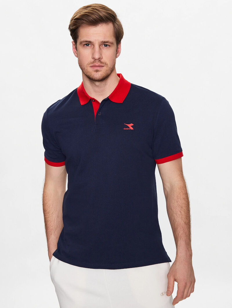 Diadora Polo Maglia UOMO Blu Cotone Piquet maniche corte SS CORE