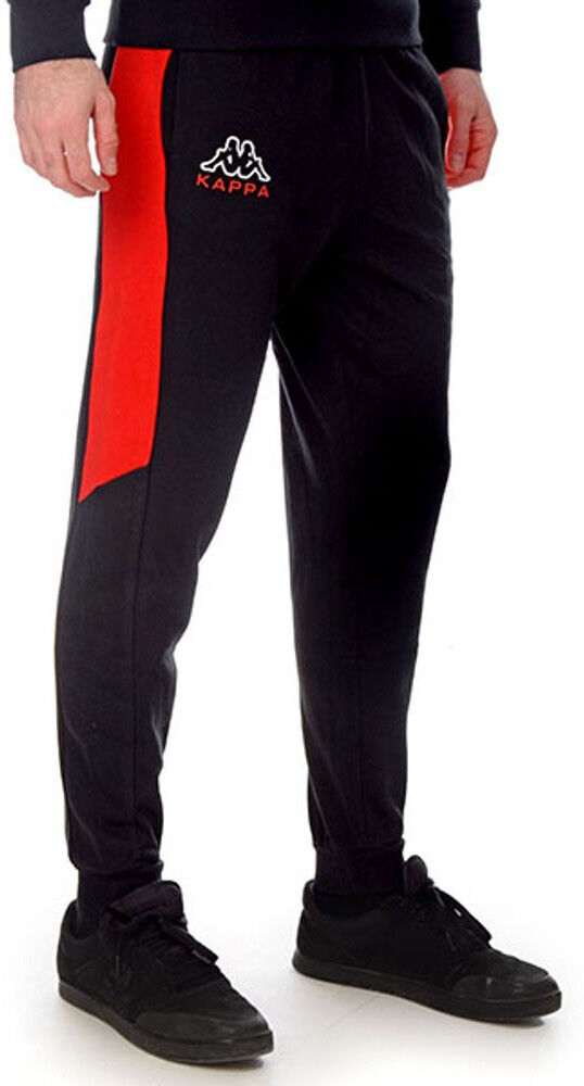 Kappa Pantaloni tuta Pants UOMO Banda 222 LOGO EGON Nero Rosso con tasche