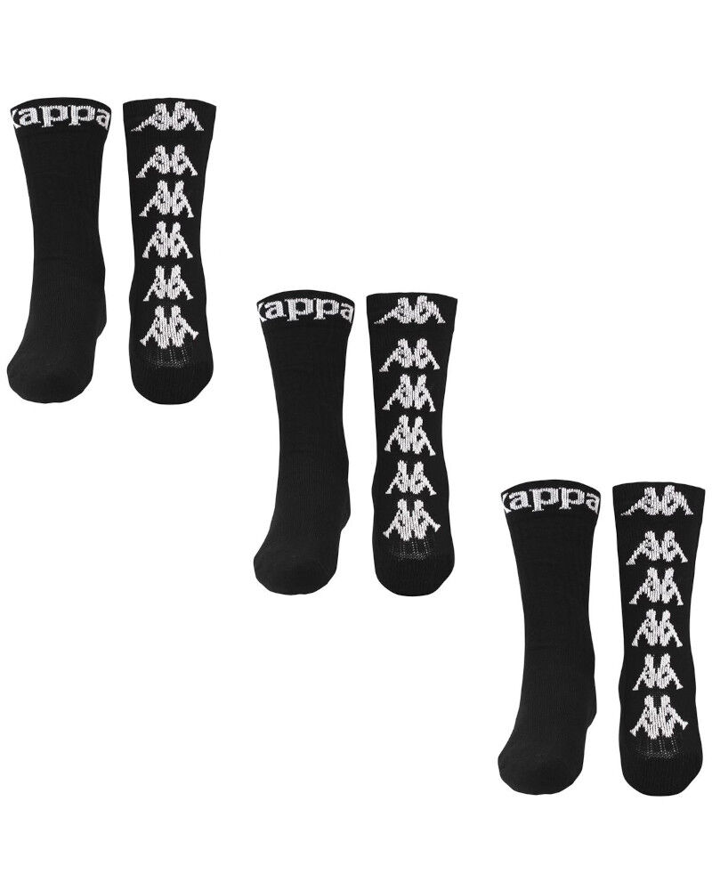 Kappa Calzettoni Socks Unisex Banda Nero authentic ATEL 3PACK mezza gamba