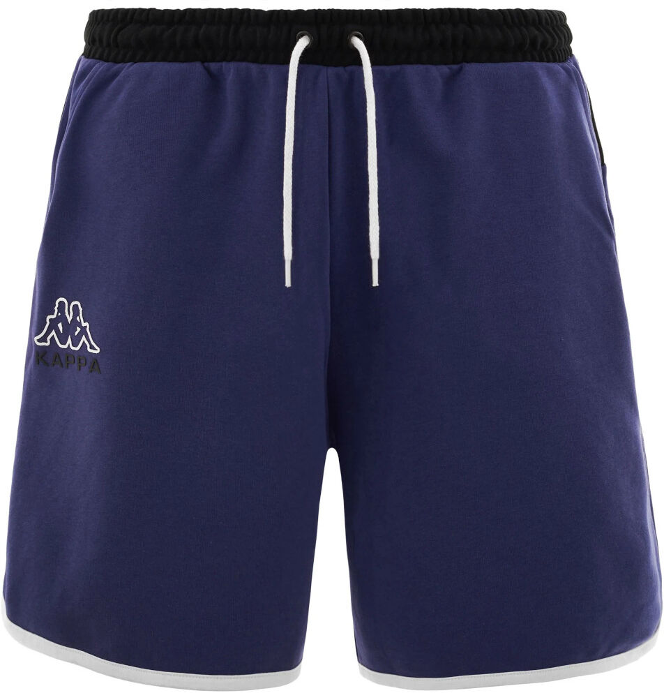 Kappa Pantaloncini Shorts UOMO Banda 222 Blue Nero LOGO ELE con tasche Cotone