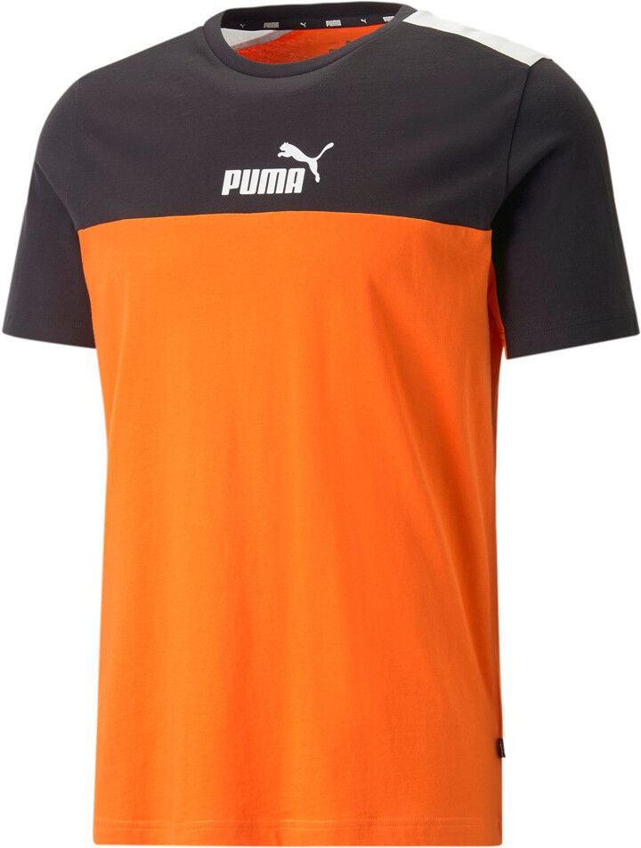 Puma T-shirt Maglia Maglietta UOMO Arancione Nero ESS Block Cotone