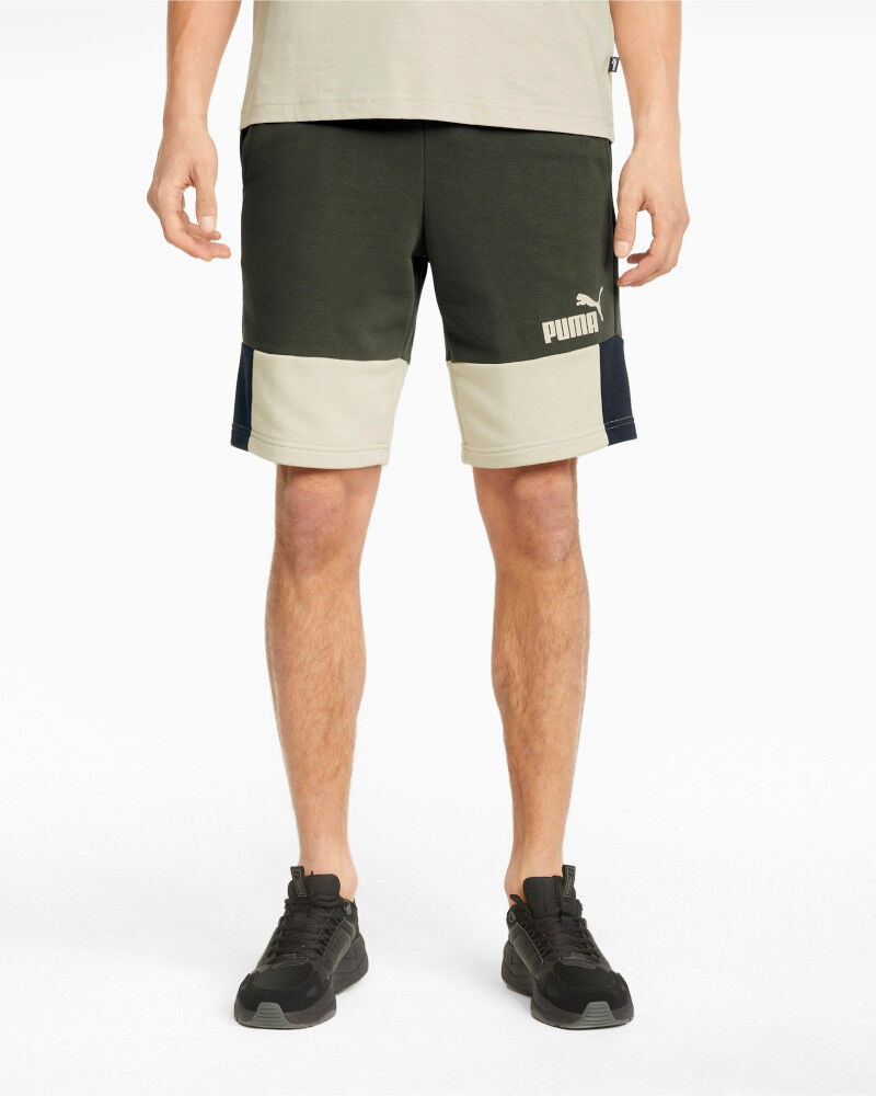 Puma Pantaloncini Shorts UOMO Bermuda Verde Essentials Block Cotone garzato