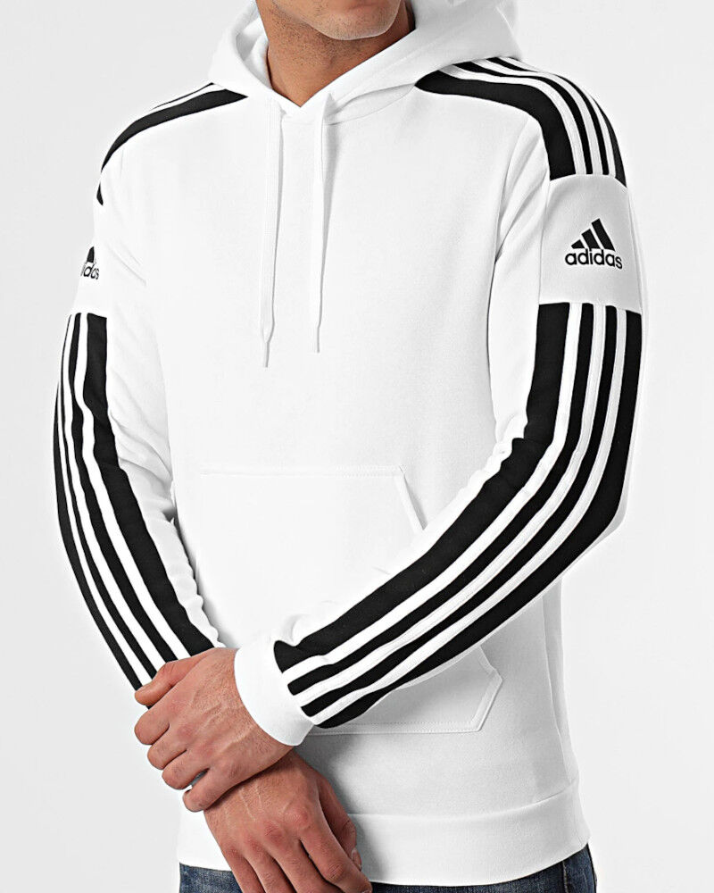 adidas Felpa Cappuccio Hoodie UOMO Squadra 21 Sweat Bianco Cotone Felpato