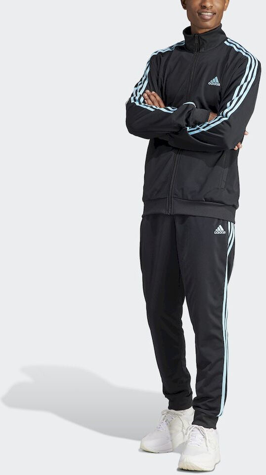 adidas Tuta Intera Completa UOMO 3 Stripes TR TT TS Nero Azzurro