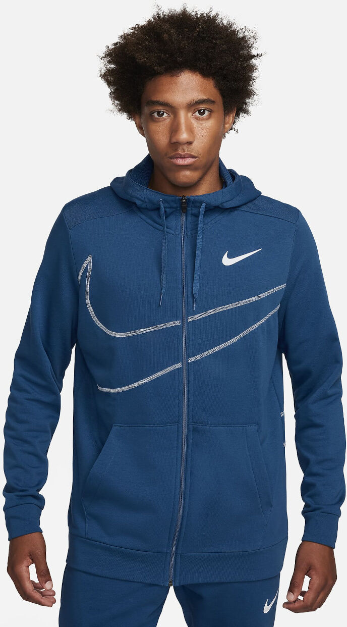 Nike Giacca Felpa Sportiva UOMO Blu Swoosh Energy FZ Cotone