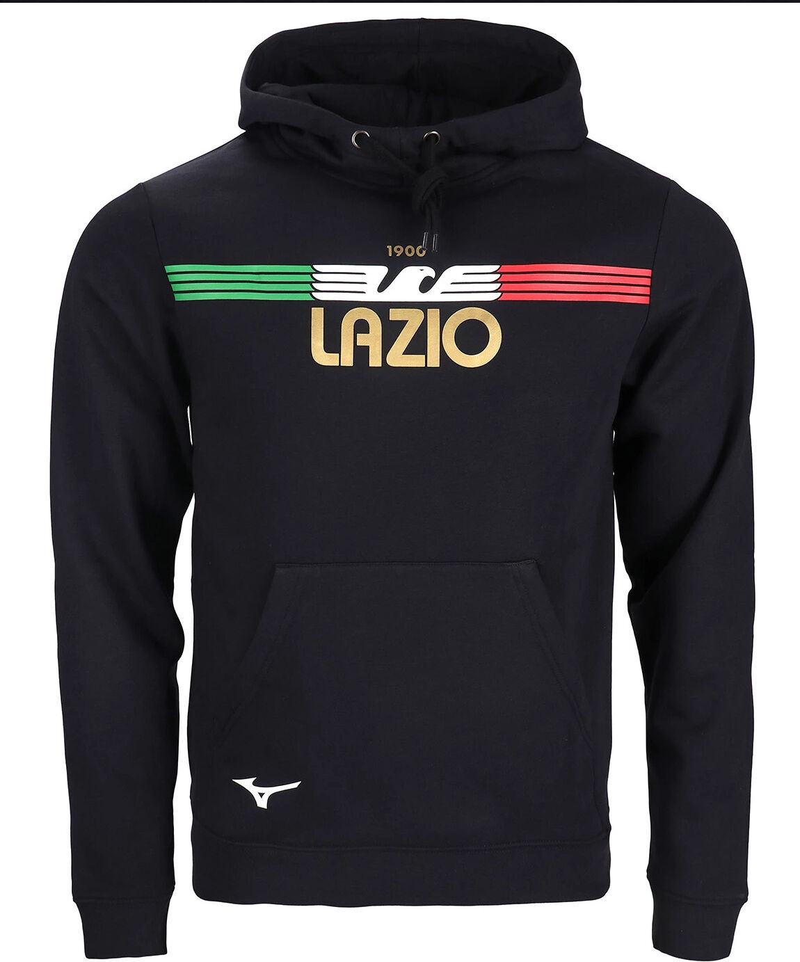 Mizuno SS Lazio Felpa Cappuccio Hoodie Nero Cotone FELPATO 2023 24 Fan wear