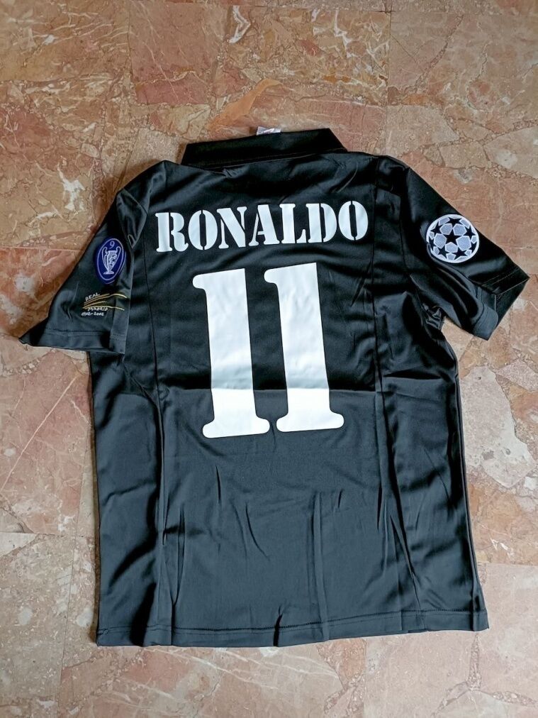 adidas Real Madrid Maglia Calcio Vintage storica Nero Away Ronaldo 11