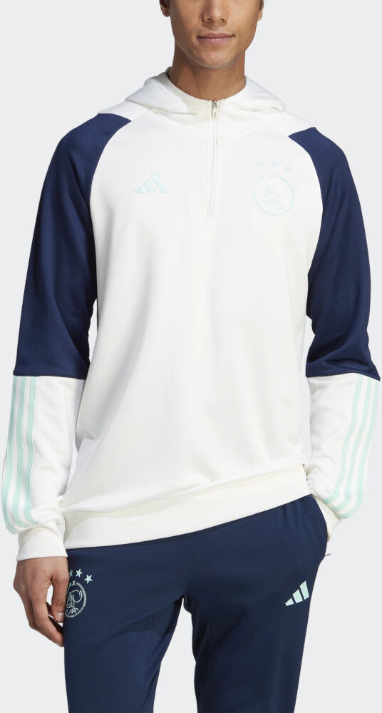 adidas Ajax Amsterdam Felpa Allenamento Training Top Bianco Mezza zip cappuccio