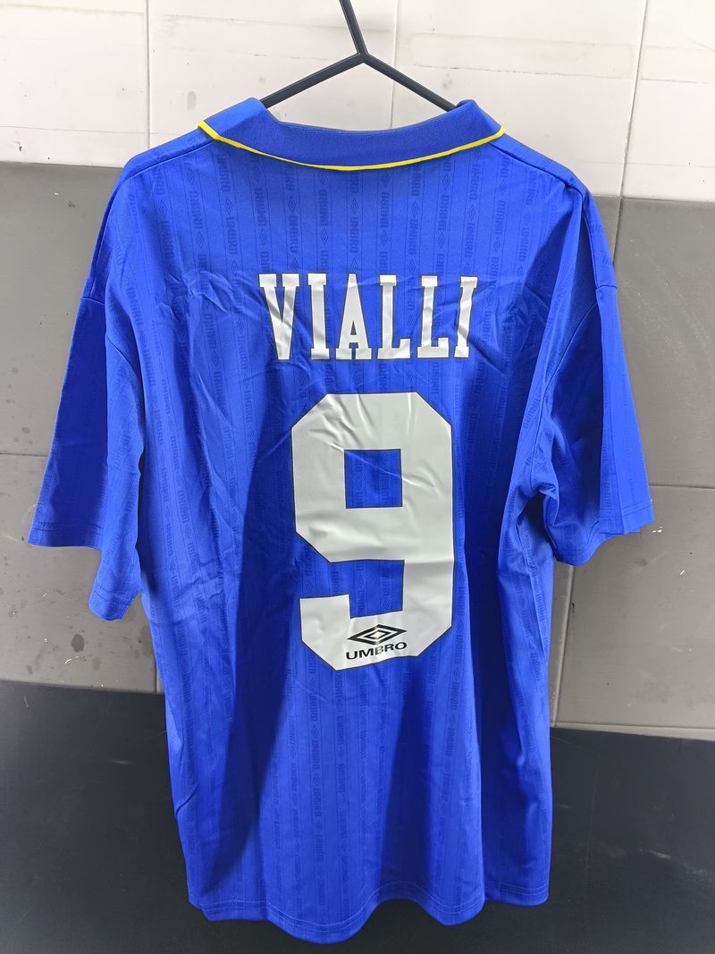 Umbro Chelsea Fc Maglia Calcio Vialli 9 Vintage Retro UOMO Blu poliestere Home