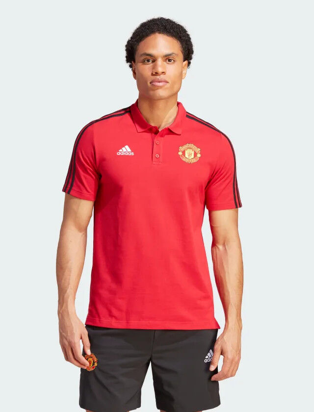 adidas Manchester United Polo Maglia DNA UOMO Rosso Cotone 2023 24