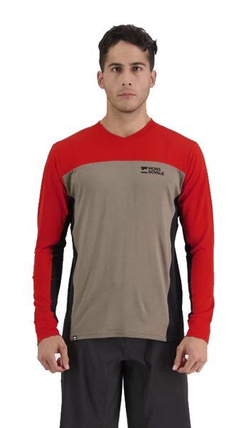Mons Royale Redwood Enduro VLS - maglia MTB a maniche lunghe - uomo Red/Black/Beige XL
