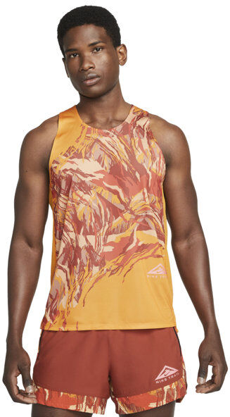 Nike Dri-FIT Rise 365 - top trail running - uomo LIGHT CURRY/HABANERO RED XL