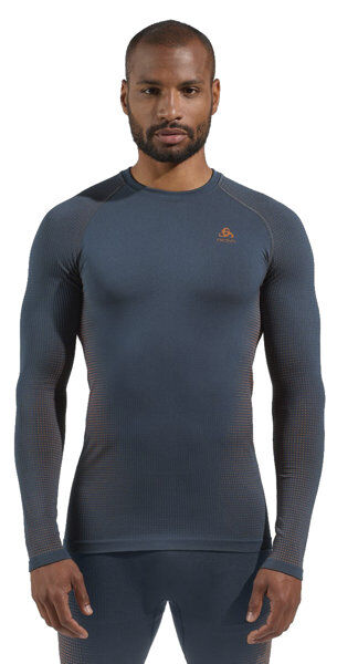 Odlo Performance Warm Eco Baselayer - maglietta tecnica a manica lunga - uomo Blue/Orange XL