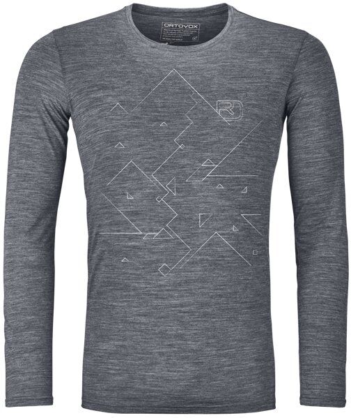 Ortovox 185 Merino Tangram Logo Ls M - maglietta tecnica a maniche lunghe - uomo Grey XL