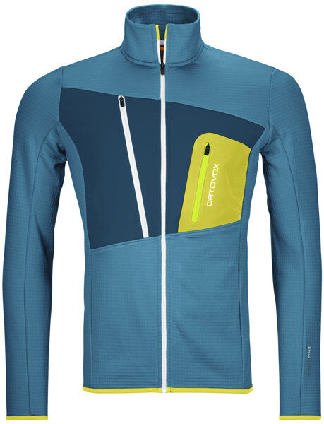 Ortovox Fleece Grid - giacca in pile - uomo Light Blue/Yellow L