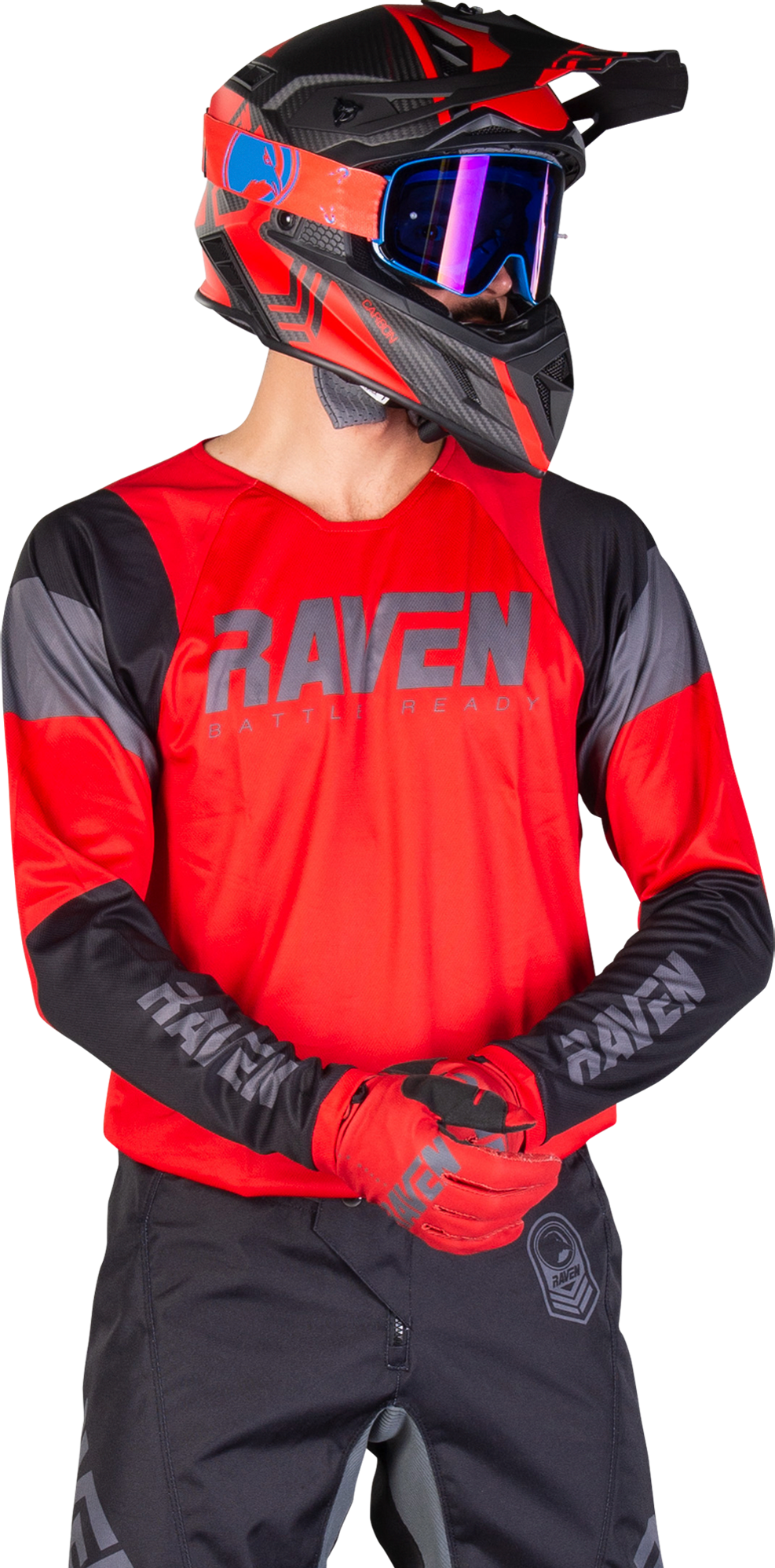 Raven Maglia Cross  Rival Crimson Rosso-Nero-Bianco