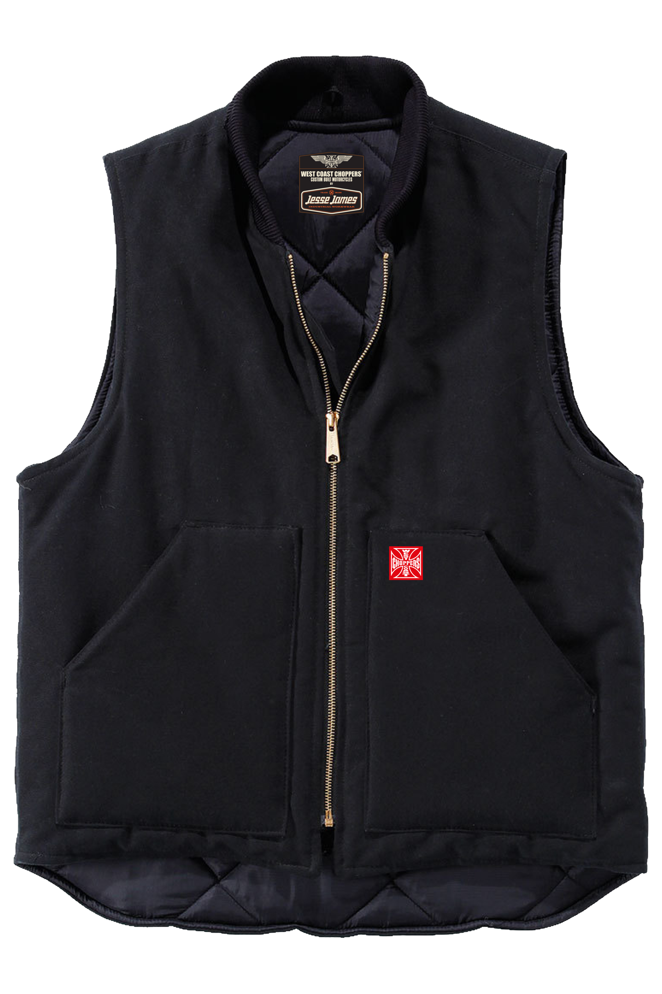 West Coast Choppers Gilet  Heavy Duty Canvas Nero