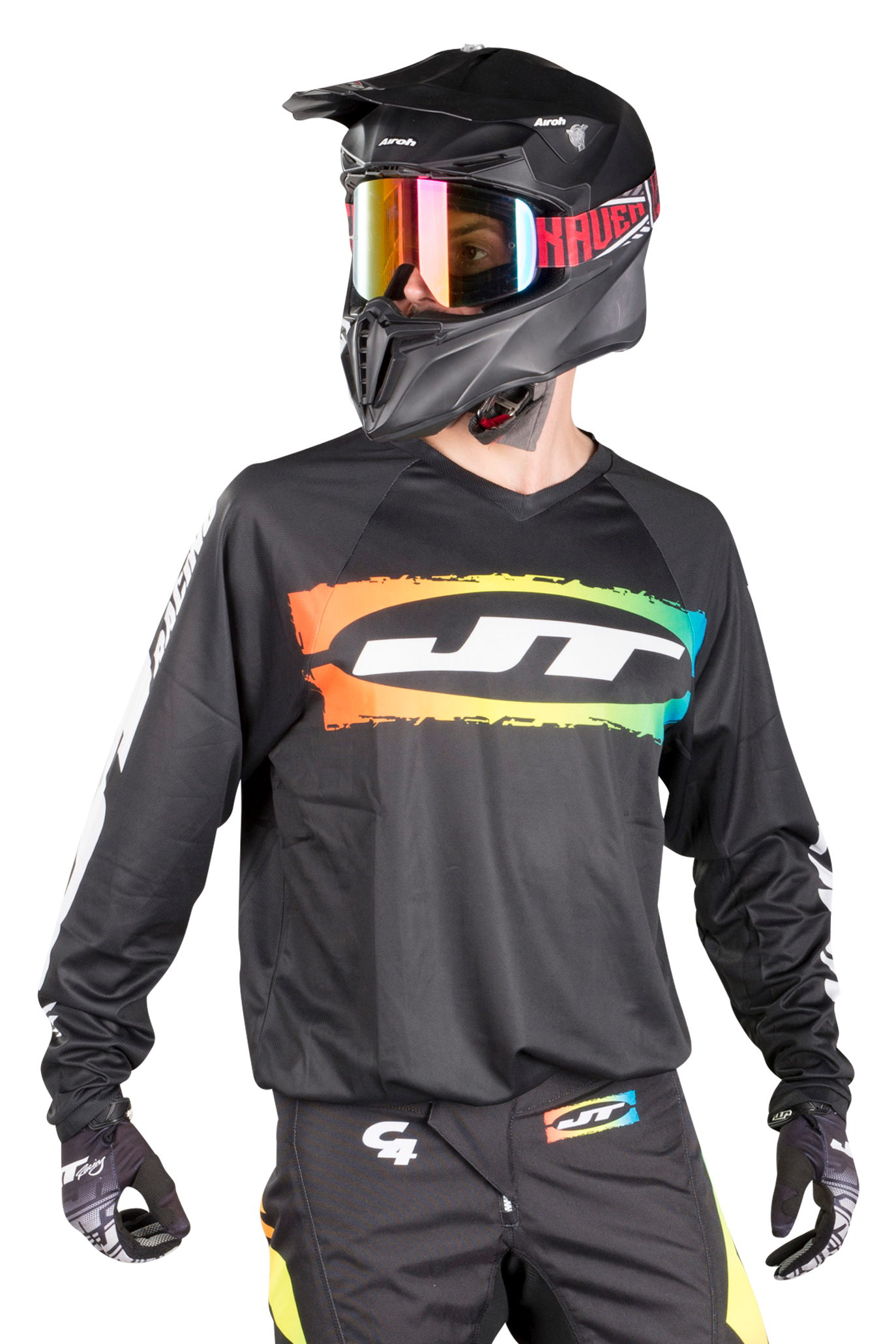 JT Racing Maglia Cross  C4-Rasta Nero-Mutilcolor