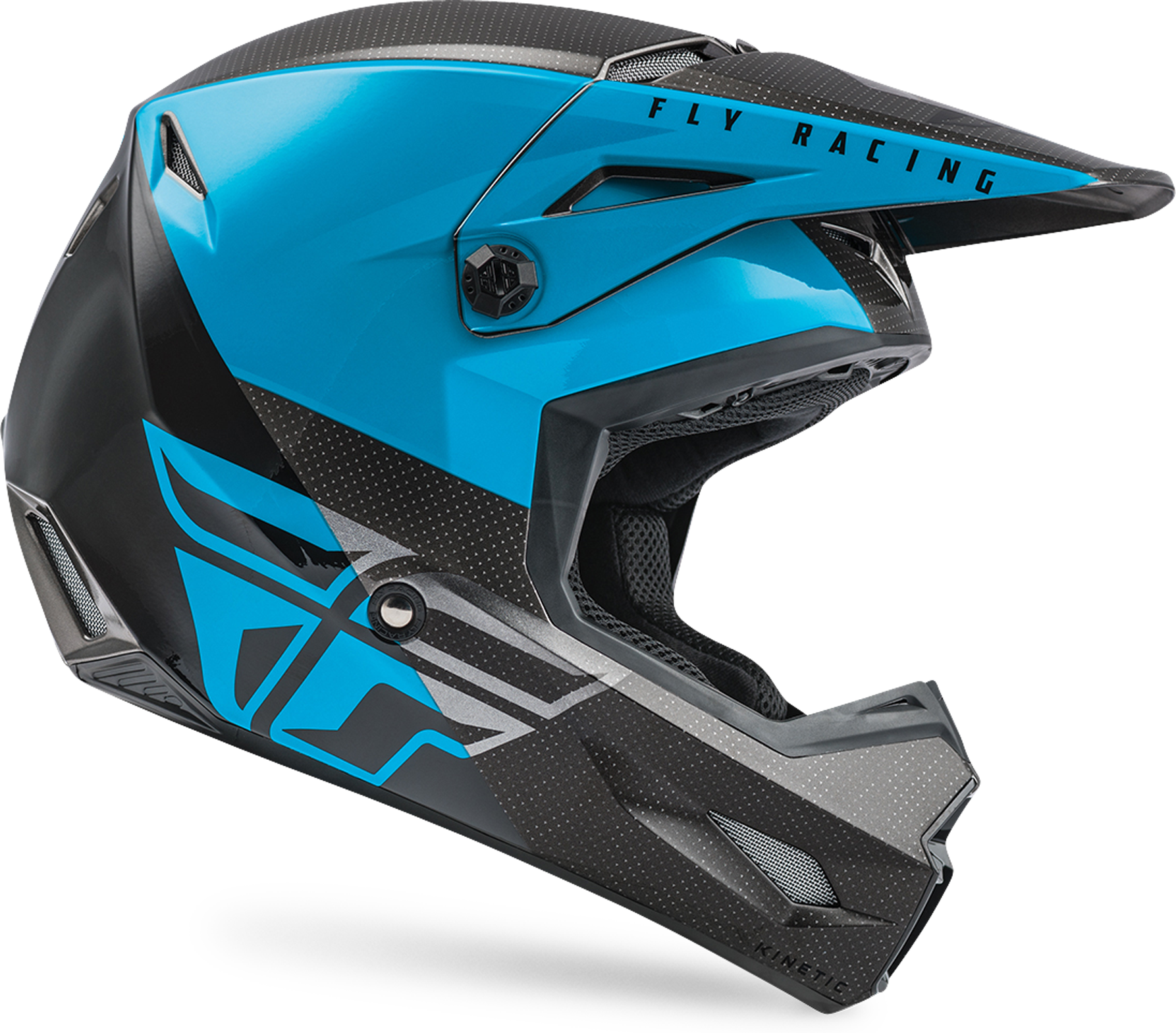 FLY Racing Casco Cross  Kinetic Straight Edge Blu-Grigio-Nero