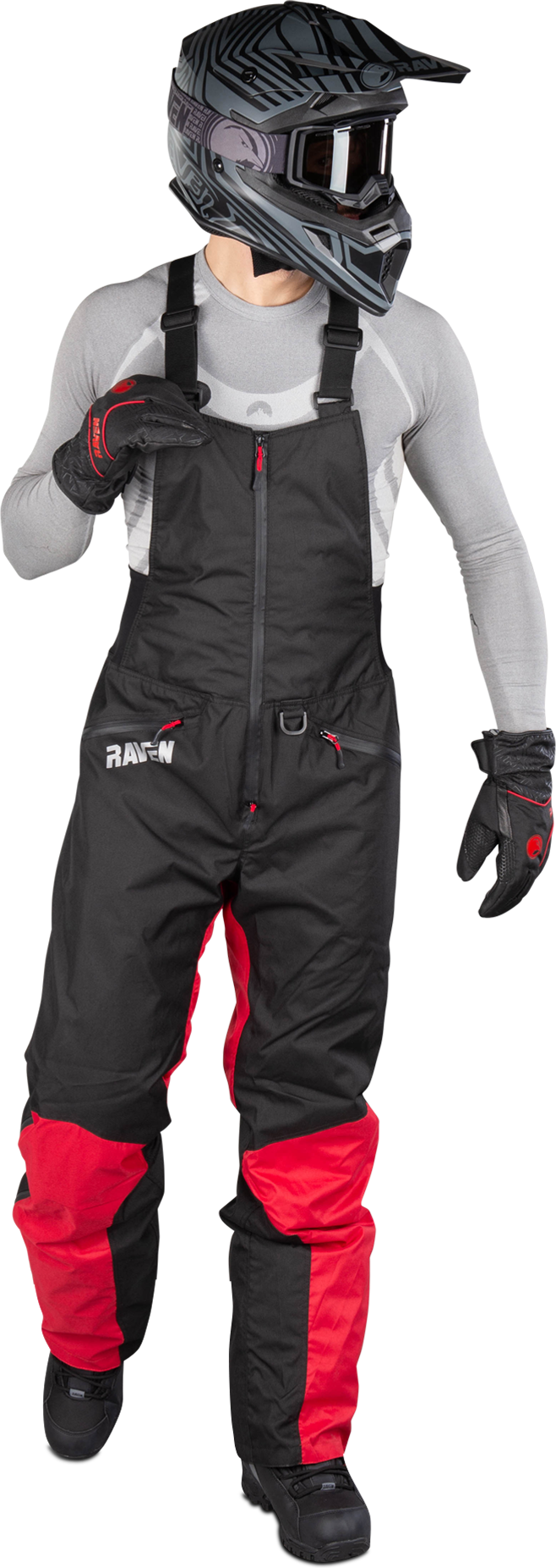 Raven Pantaloni  Frontline Nero-Rosso