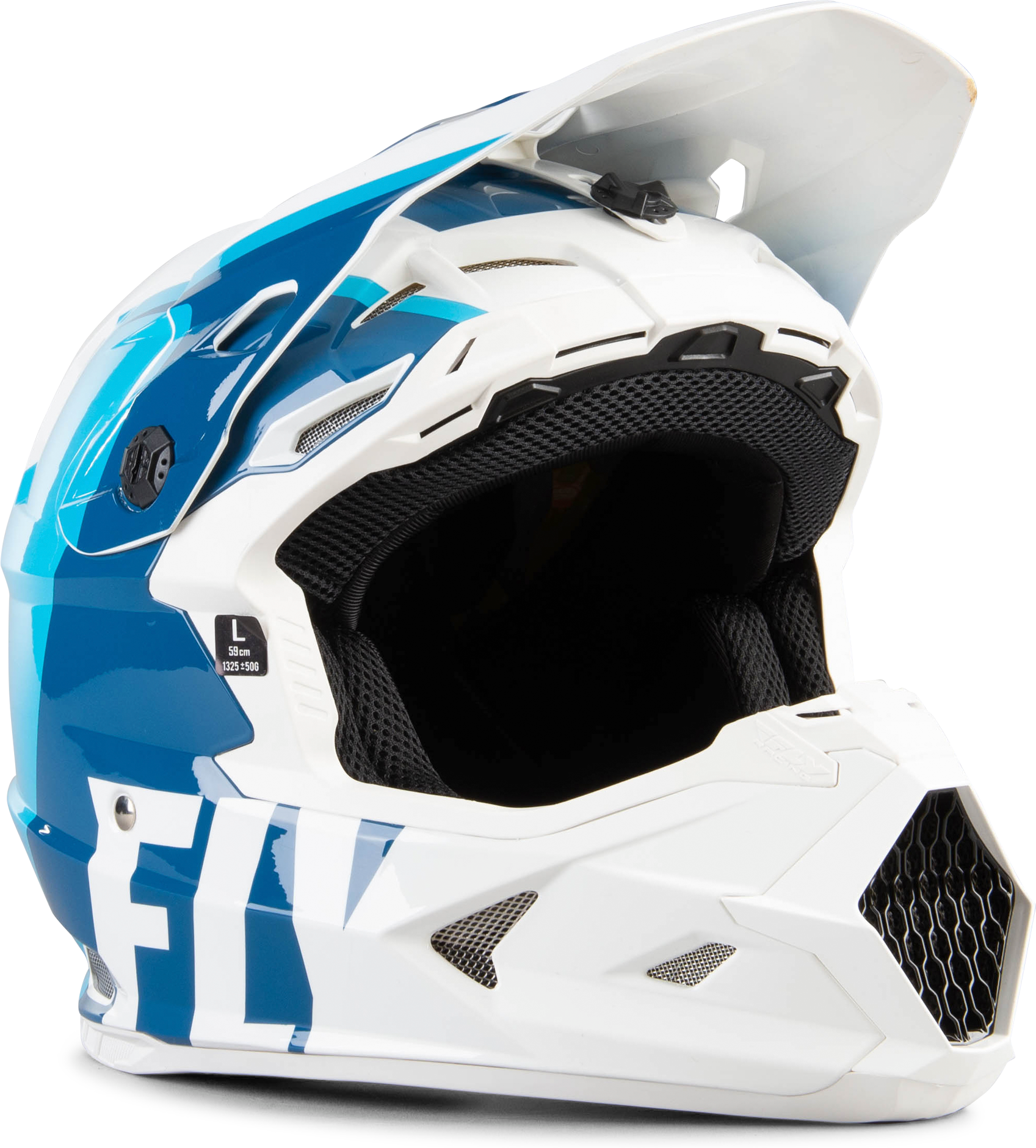 FLY Racing Casco Cross  Toxin Transfer MIPS Blu-Bianco Opaco