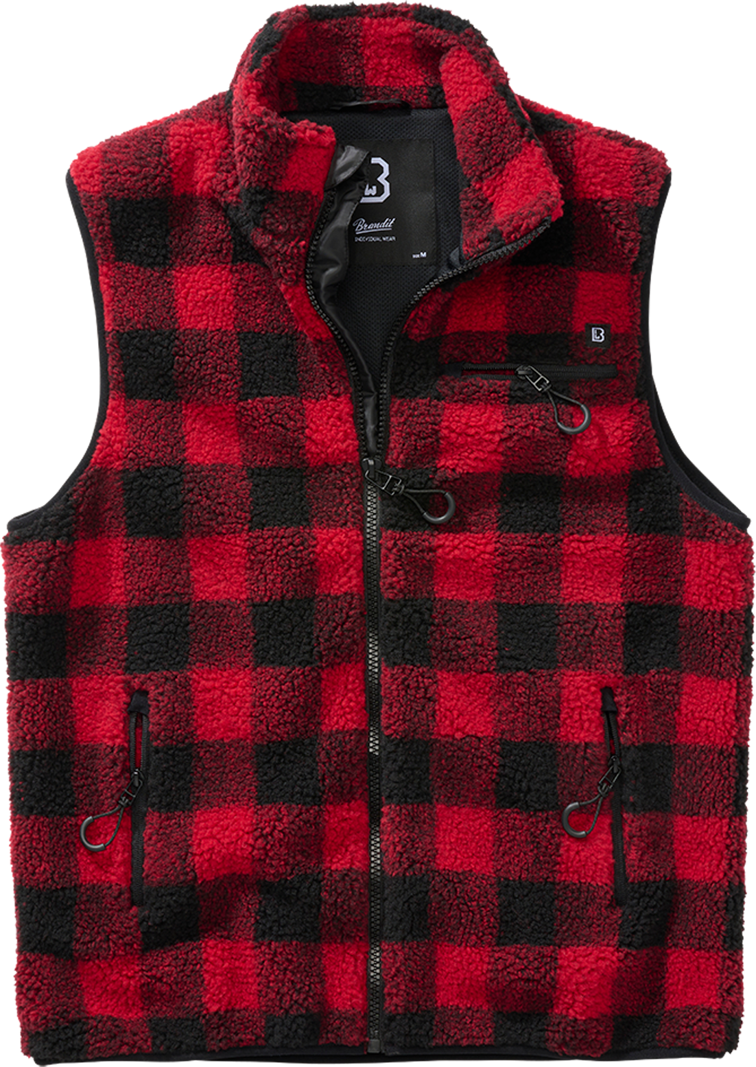 Brandit Gilet  Teddyfleece Rosso-Nero