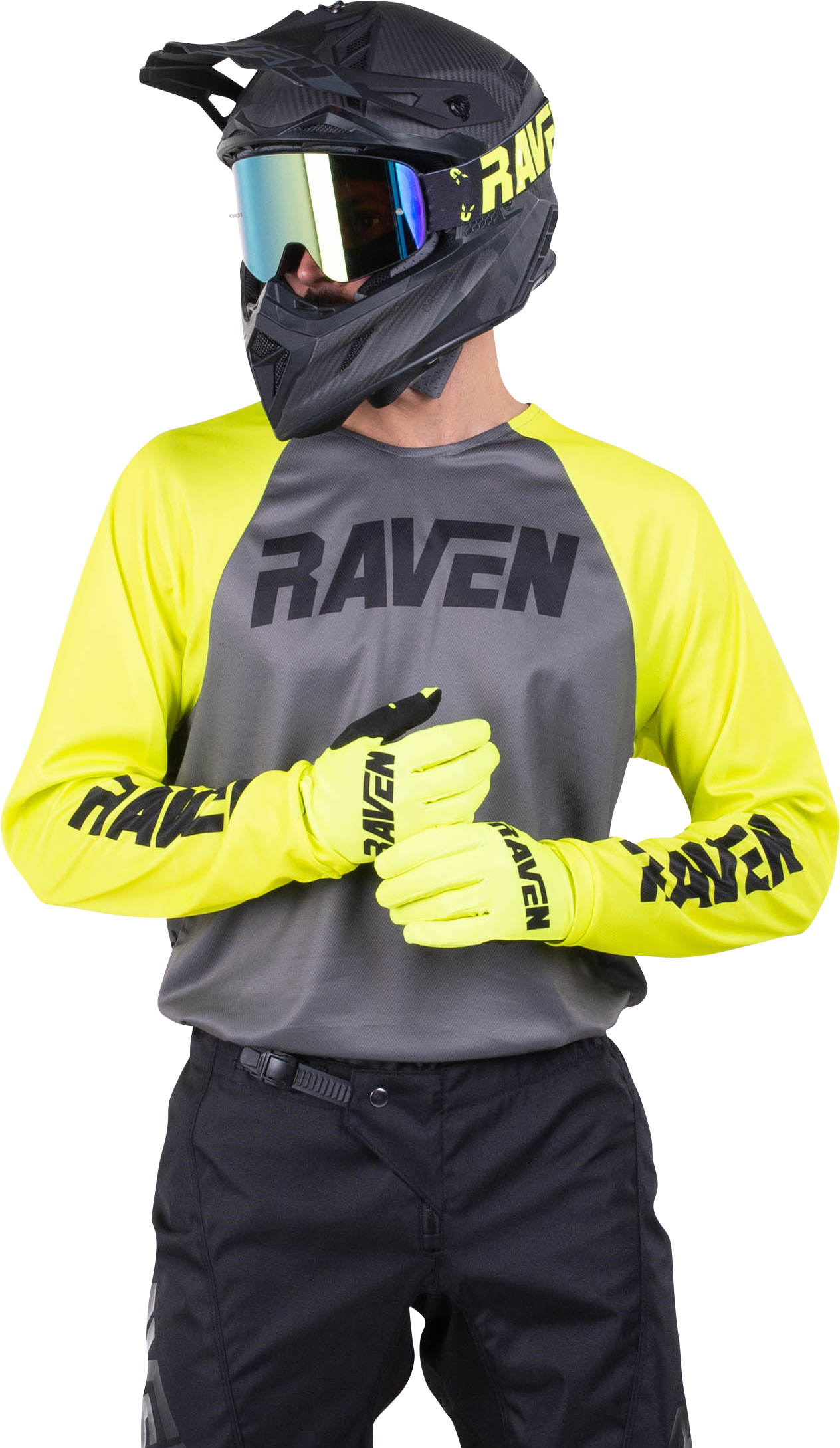 Raven Maglia Cross  Rival Grigio-Giallo Fluo