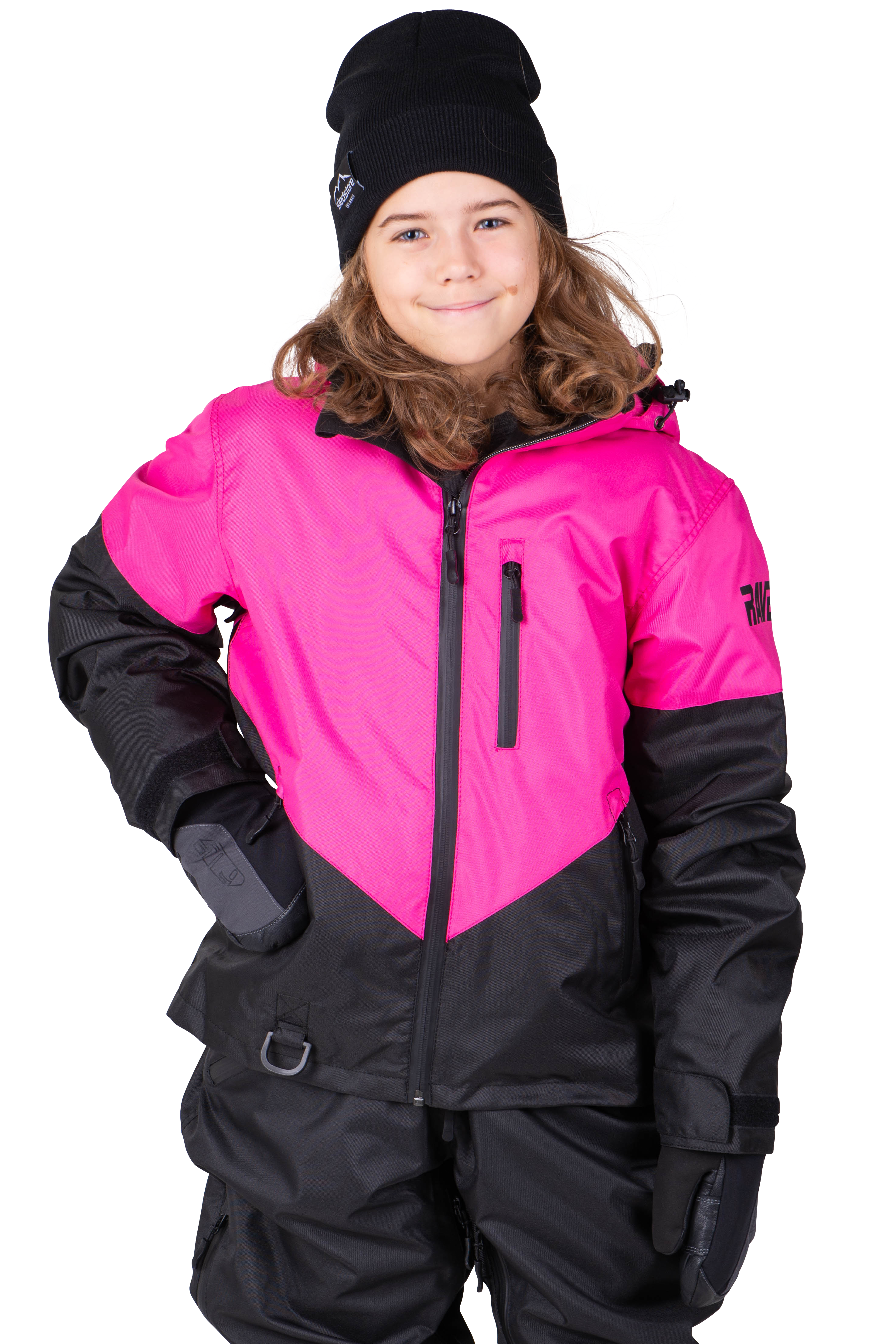 Raven Giacca Motoslitta Bambino  Boondocker Nero-Rosa