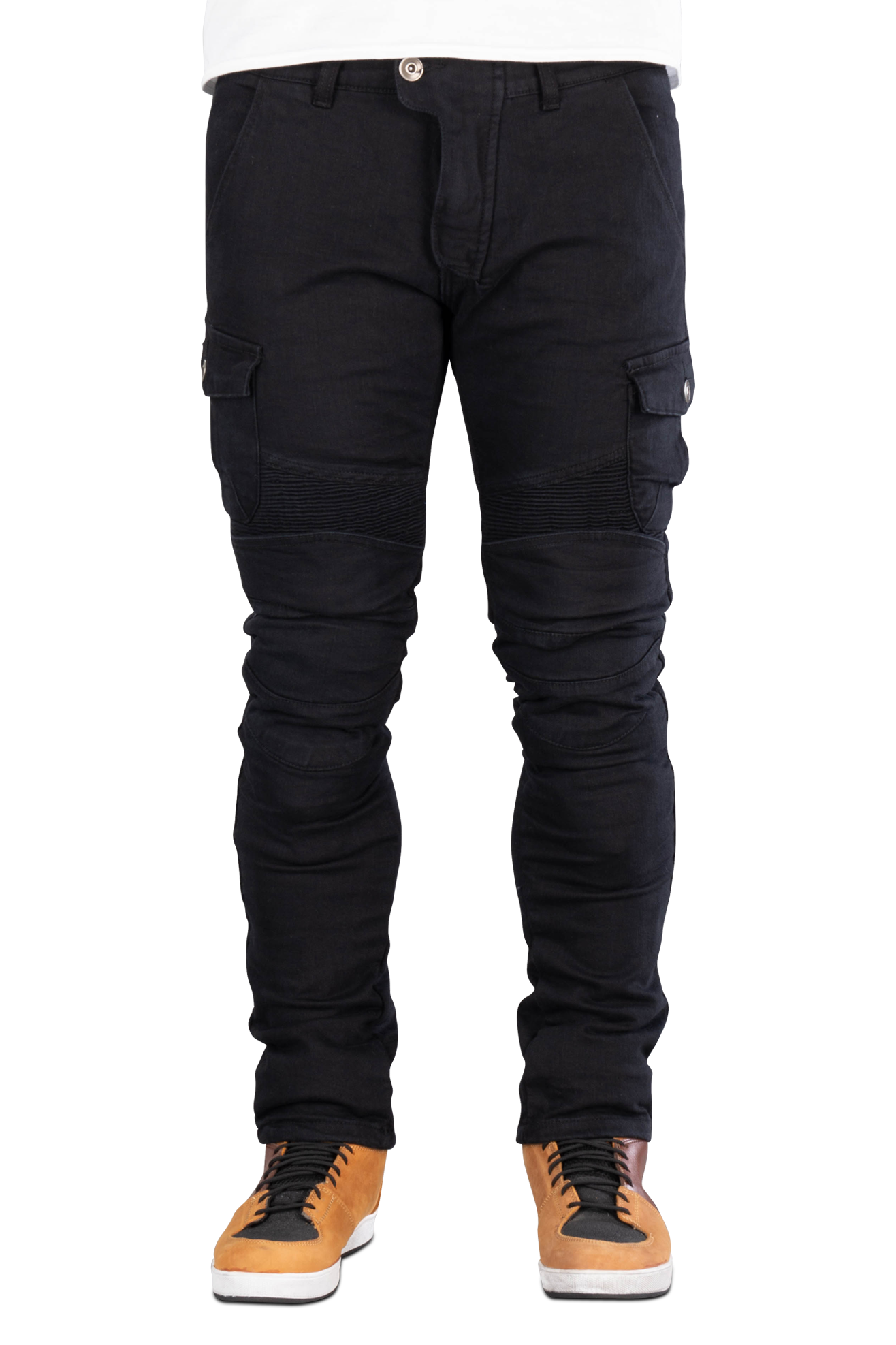 Course Pantaloni Cargo Moto  Wasteland Rinforzati in Aramide Tapered Fit Neri