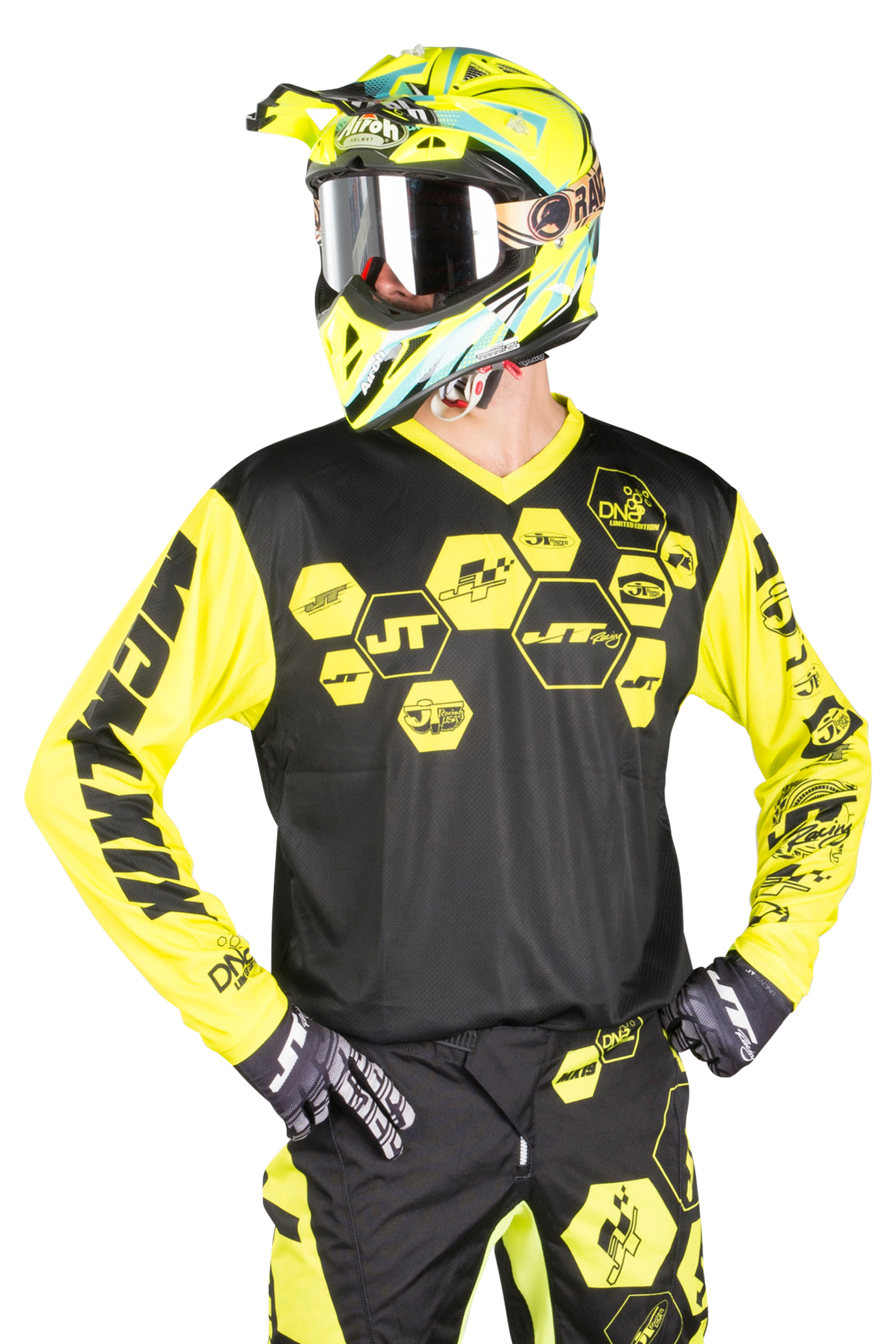 JT Racing Maglia Cross  Flo Tec-DNA Nero-Giallo