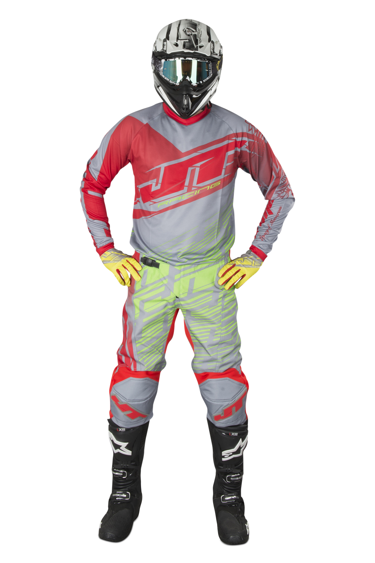 JT Racing Maglia cross  Prime Rosso-Giallo-Grigio