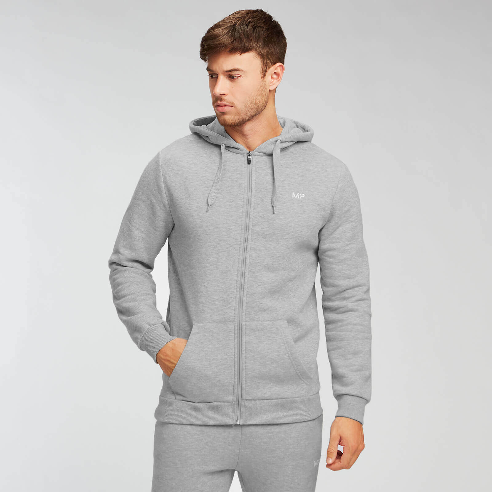 Mp Felpa con cappuccio e cerniera  Essentials da uomo - Grigio mélange - XXXL