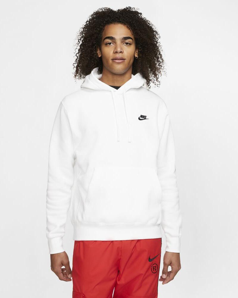 Nike Felpa con cappuccio Sportswear Club Fleece Bianco Uomo BV2654-100 XS