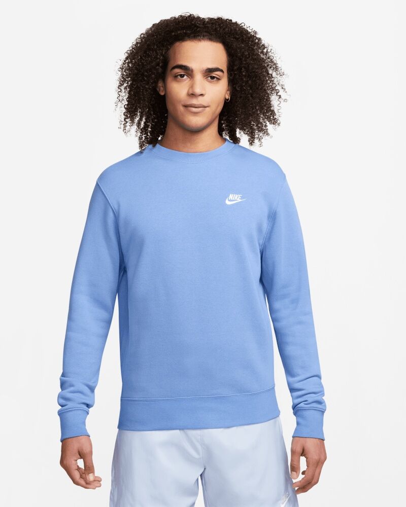 Nike Felpa Sportswear Club Fleece Blu e Bianco Uomo BV2662-450 S