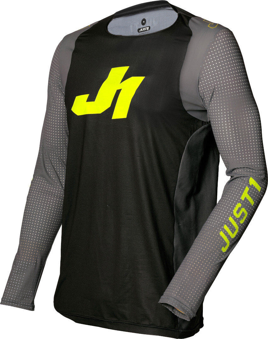 Just1 J-Flex Maglia Motocross Nero Grigio Giallo XL