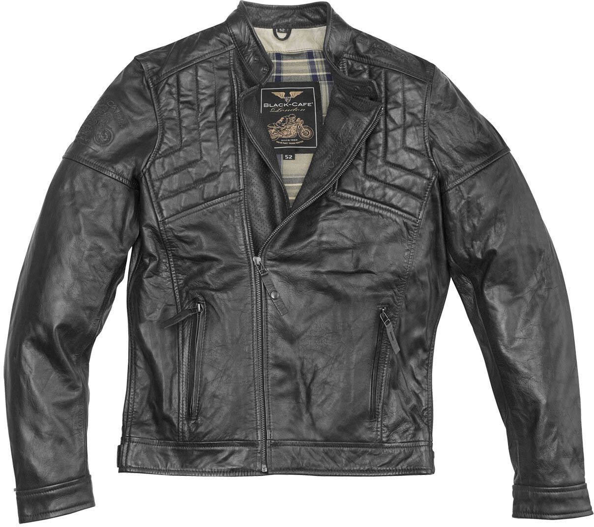 Black-Cafe London Philadelphia Giacca in pelle motociclistica Nero 52