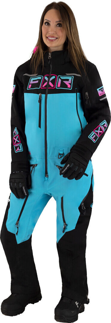 FXR Maverick Lite Ladies One Piece Snowmobile Suit Nero Blu 4