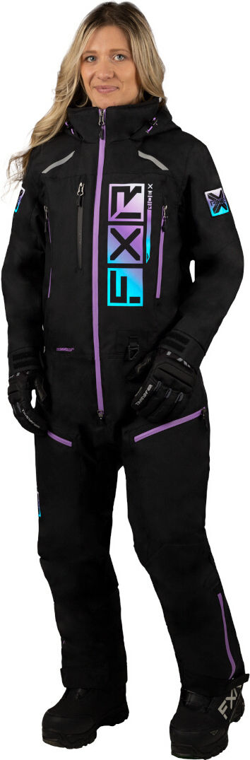 FXR Recruit Lite 2023 Ladies One Piece Snowmobile Suit Nero Porpora 10
