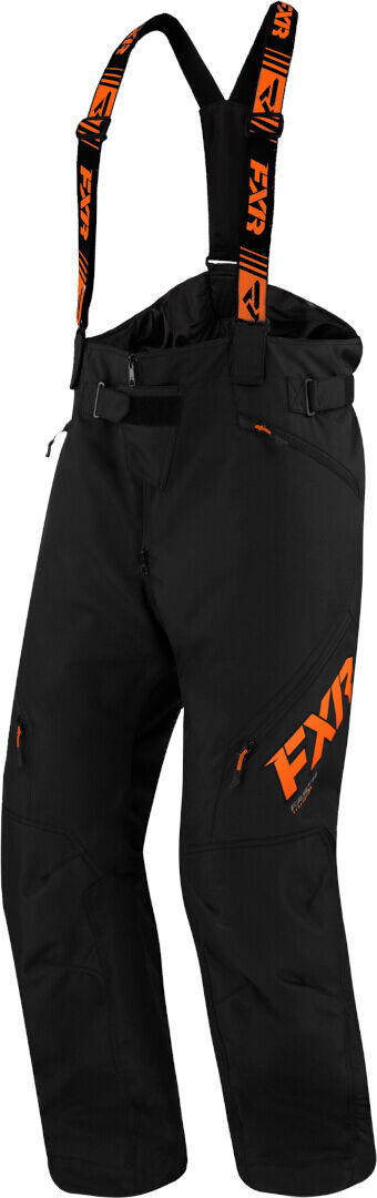 FXR Clutch FX 2023 Pantaloni con bretelle da motoslitta Nero Arancione S