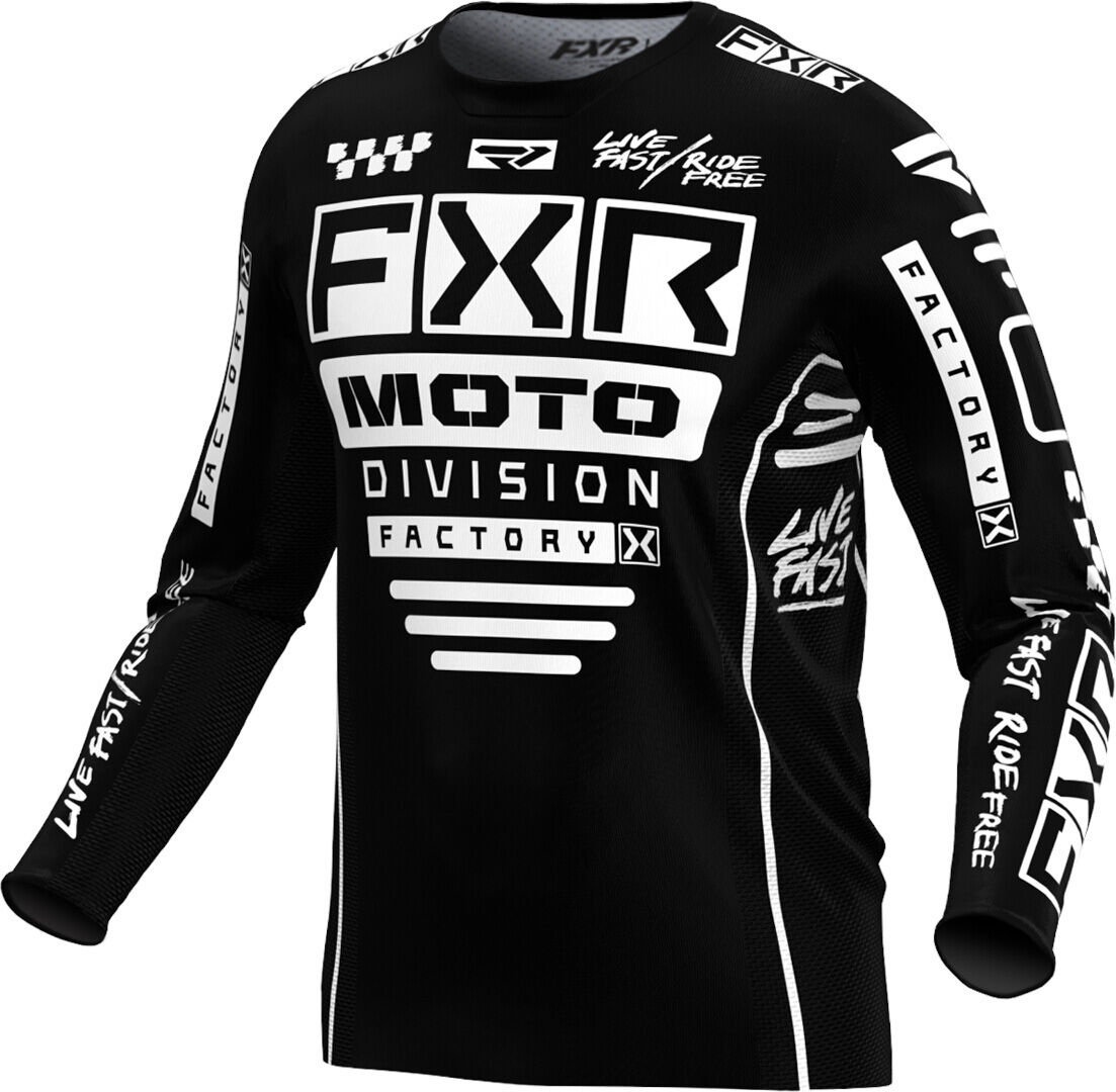 FXR Podium 2024 Youth Maglia Motocross Nero Bianco XL