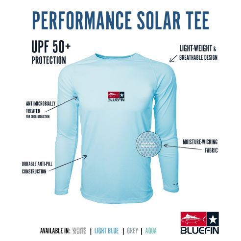 Bluefin USA Performance Solar Tees maglietta da pesca UPF 50+ Grigio M