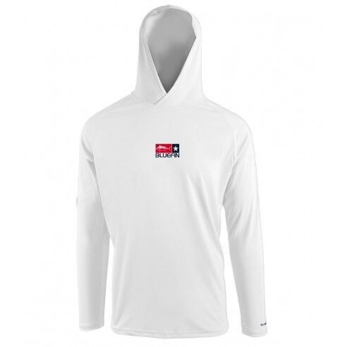 Bluefin USA Superleggera maglietta da pesca UPF 50+ con cappuccio Bianco S