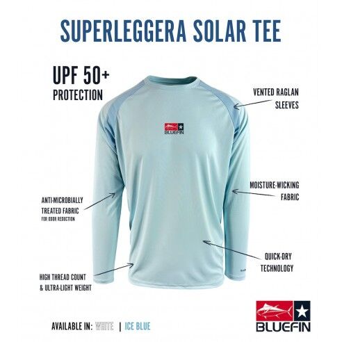 Bluefin USA Superleggera maglietta da pesca UPF 50+ Bianco S