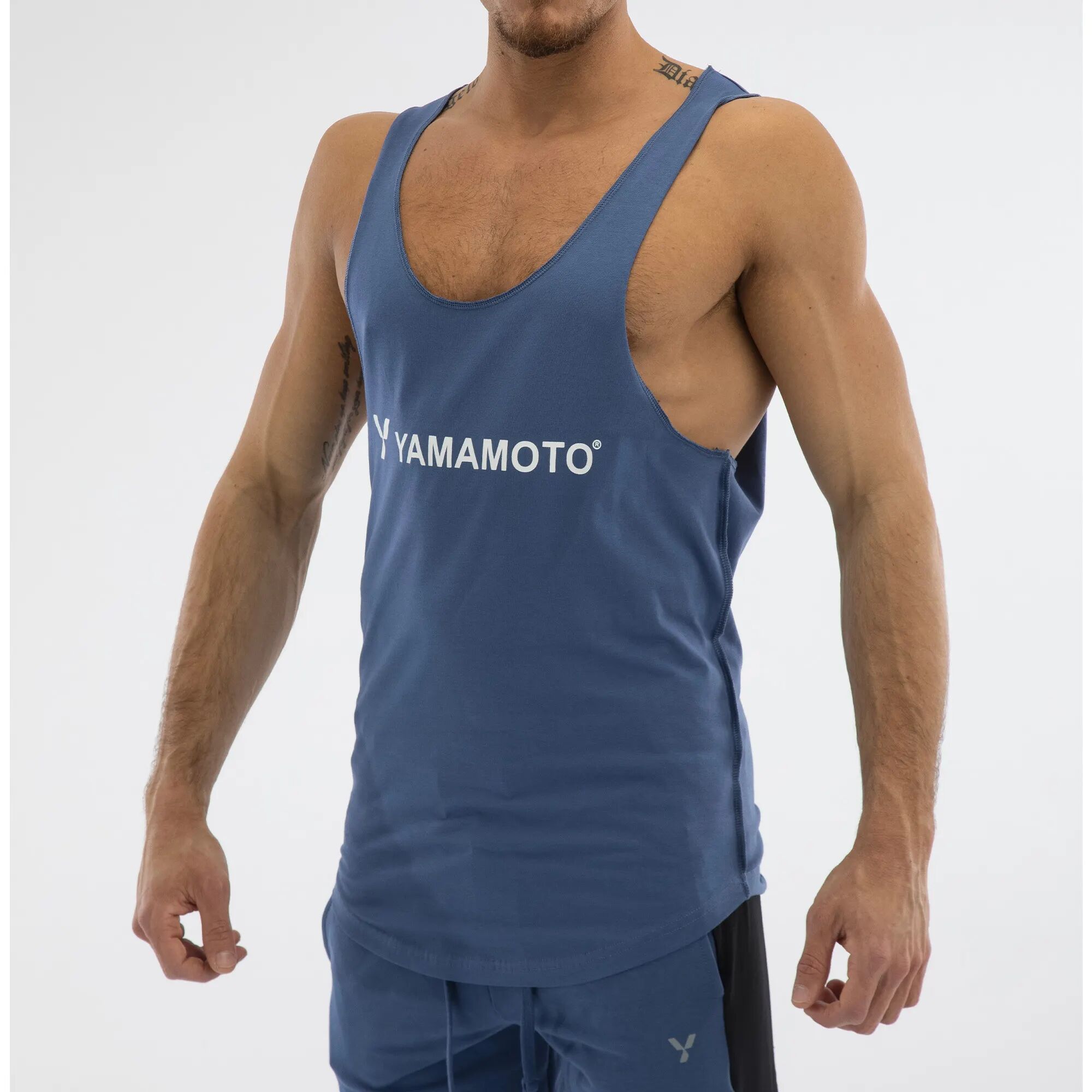 YAMAMOTO OUTFIT Man Tank Top Wide Shoulder Colore: Blu 