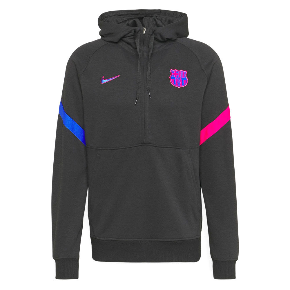 Nike FC Barcelona Fleece Hoodie Half-Zip 2021-2022 Zwart Roze Blauw - M