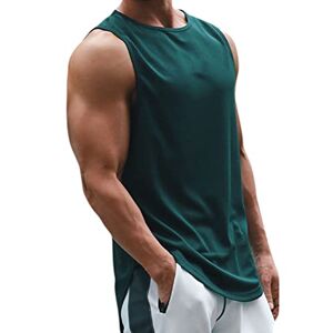XiinxiGo Mannen Vest Running Mouwloos T-shirt Gym Tank Top Sneldrogende Sport Vest voor Training Basketbal Fitness, Groen 1, 3XL