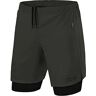 TCA Mannen Ultra 2 in 1 Hardloop Gym Shorts met Ritszakje Groen (2x ritszakken), S